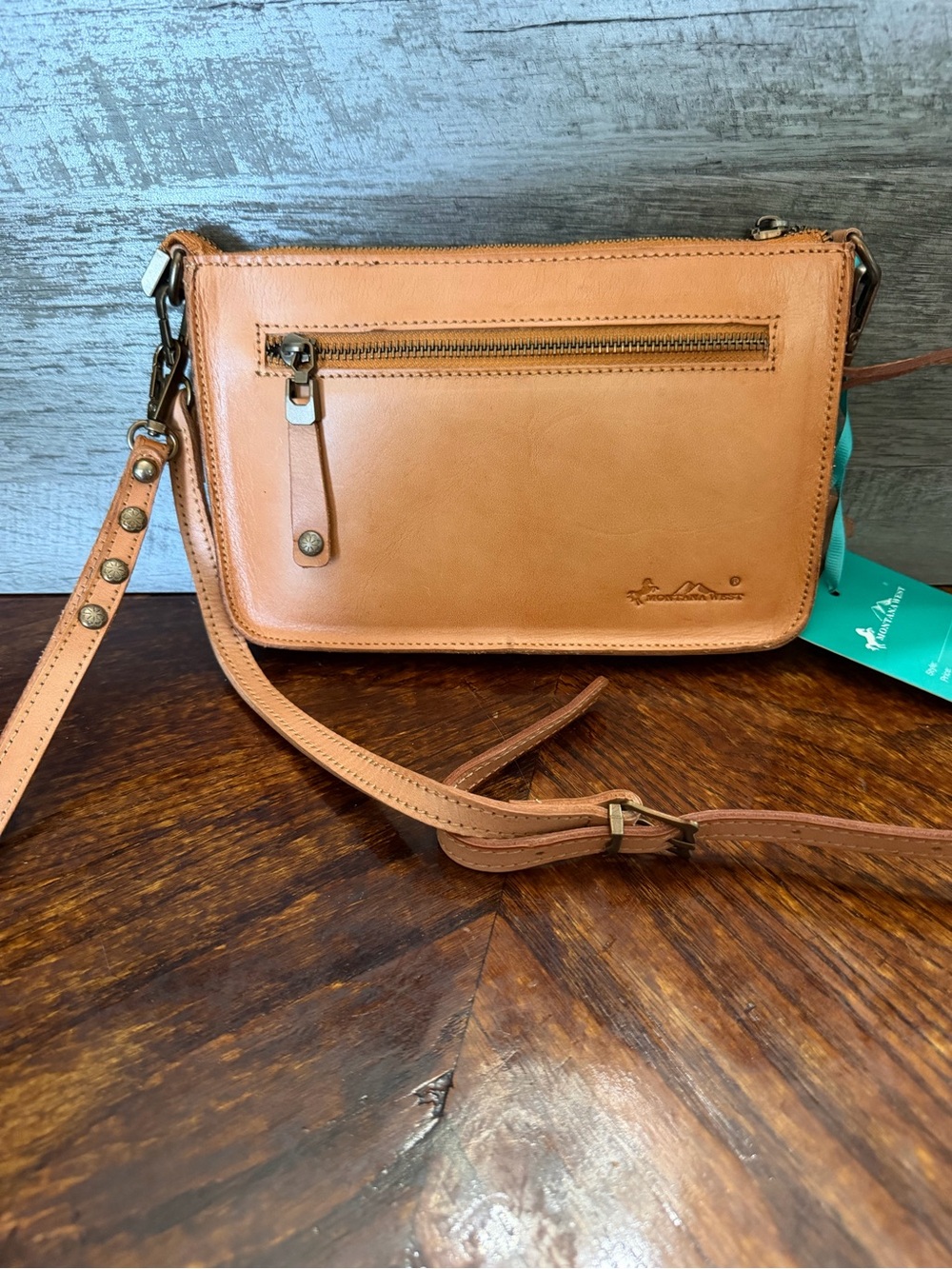 NWT Montana West Tan Braided Crossbody Purse Adjustable Strap Zip Bag - Picture 4 of 7